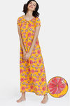 Zivame Blotched Bloom Woven Full Length Nightdress - Solar Power — thumbnail 1